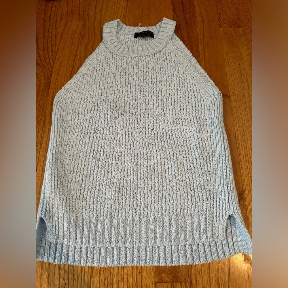 Halter sweater knit top. Light blue.